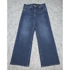 Quince Bella Stretch High Rise Wide Leg Jeans Midnight Blue Size 32 X 31